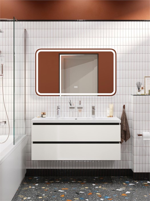 Тумба с раковиной подвесная CEZARES PLANE 120 Bianco Lucido, раковина белая CZR-8070-120-1-2 190755