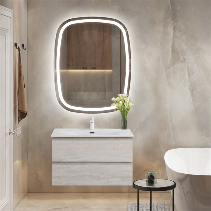 Тумба с раковиной подвесная CEZARES MOLVENO 90 Legno Bianco, раковина белая CZR-8099-90/50 190713