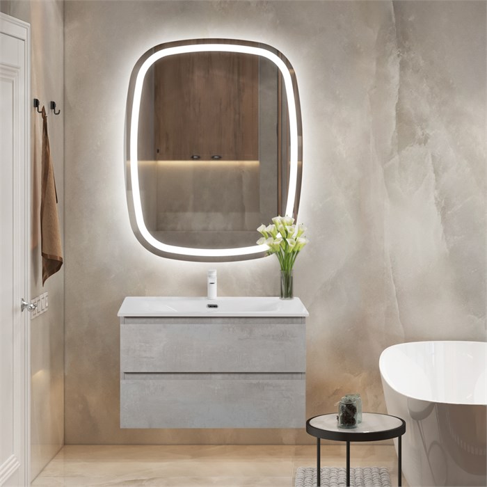 Тумба с раковиной подвесная CEZARES MOLVENO 90 Beton, раковина белая CZR-8099-90/50 190711