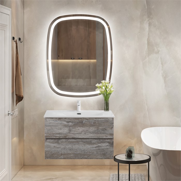 Тумба с раковиной подвесная CEZARES MOLVENO 80 Legno Grigio, раковина белая CZR-8099-80/50 190709