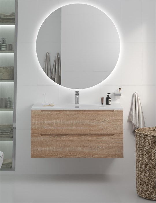 Тумба с раковиной подвесная BelBagno ETNA 100 Rovere Bianco, раковина белая BB-8099-100 202535