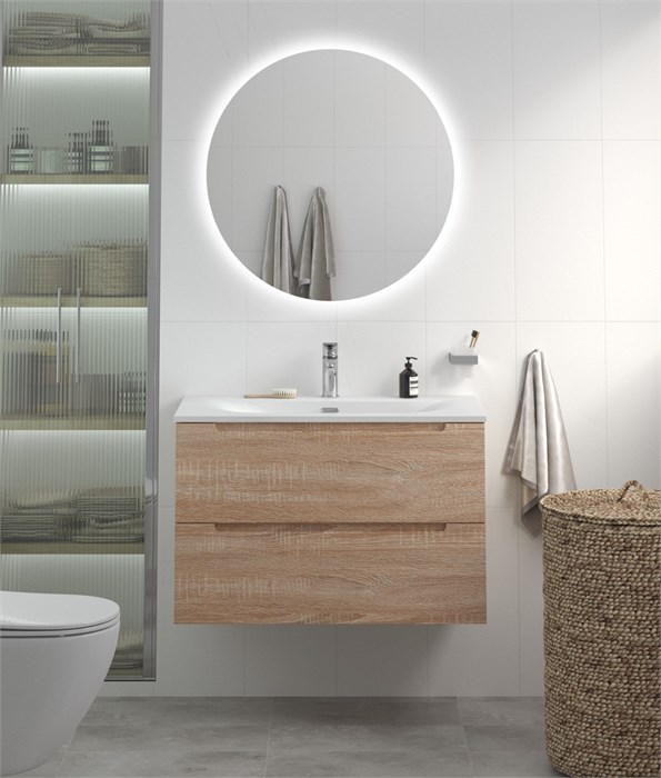 Тумба с раковиной подвесная BelBagno ETNA 80 Rovere Bianco, раковина белая BB-8099-80 202524