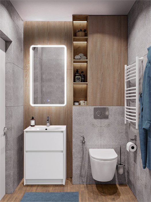 Тумба с керамической раковиной напольная BelBagno KRAFT 60 Bianco Opaco, раковина BB1923-600 белая 201790