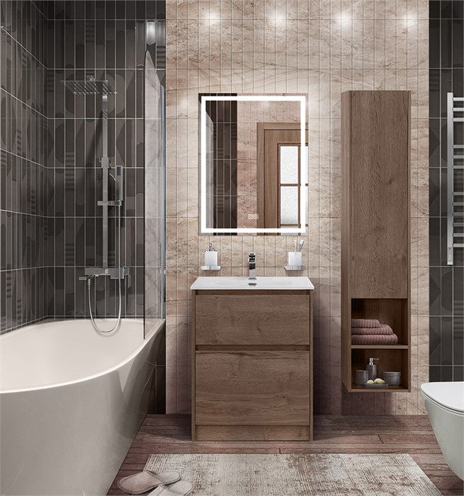 Тумба с керамической раковиной напольная BelBagno KRAFT 60 Rovere Tabacco, раковина BB600ETL белая 201644