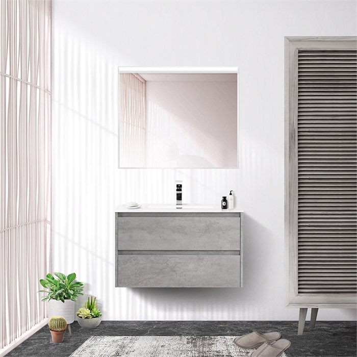 Тумба с раковиной подвесная BelBagno KRAFT 70 Cemento Grigio, раковина белая 200378