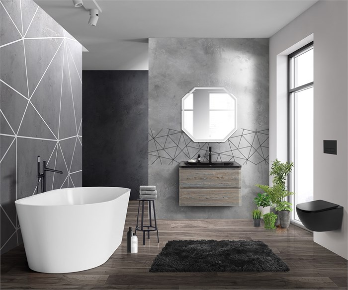 Тумба с раковиной подвесная BelBagno ALBANO 80 Pino Scania, раковина чёрная 200179