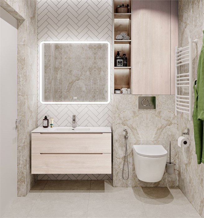 Тумба с раковиной подвесная BelBagno ETNA 90 Rovere Grigio, раковина белая 193971