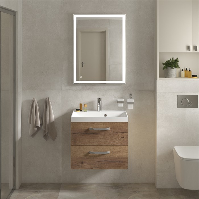 Тумба с раковиной подвесная BelBagno AURORA 60 Rovere Tabacco, раковина белая 193936