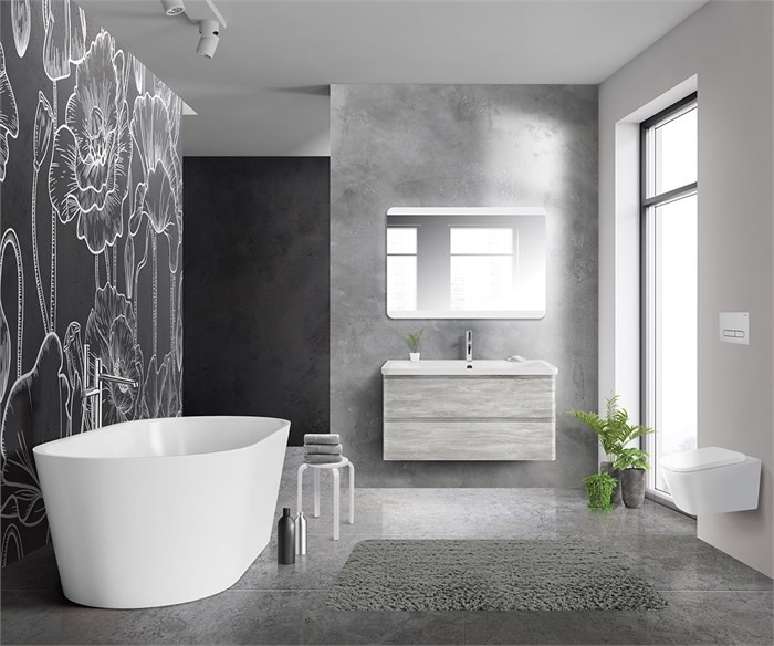 Тумба с раковиной подвесная BelBagno ALBANO 100 Rovere Vintage Bianco, раковина белая 193920