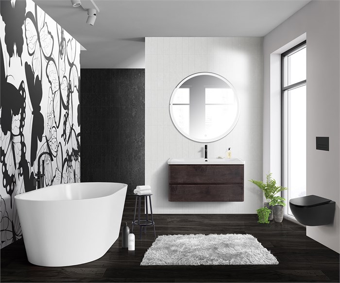 Тумба с раковиной подвесная BelBagno ALBANO 100 Rovere Nature Grigio, раковина белая 193919