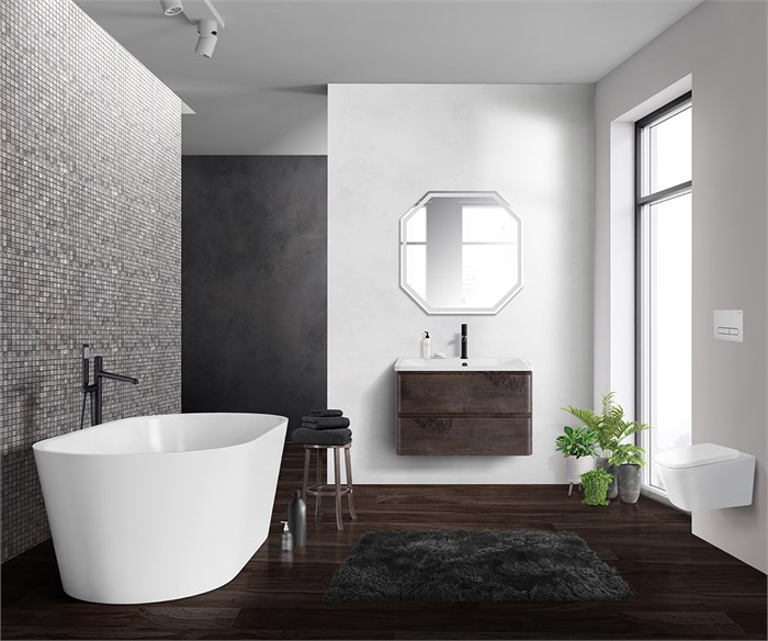Тумба с раковиной подвесная BelBagno ALBANO 90 Rovere Nature Grigio, раковина белая 193913