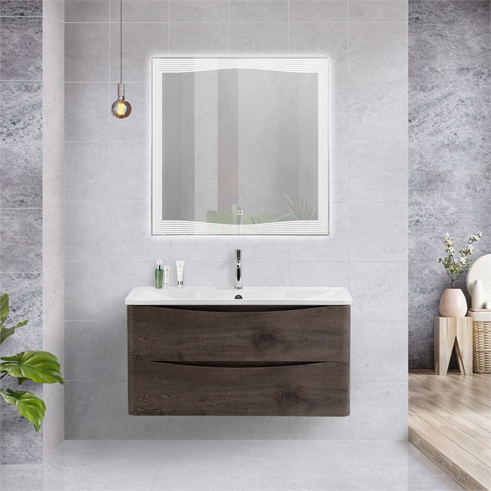 Тумба с раковиной подвесная BelBagno ACQUA 100 Rovere Nature Grigio, раковина белая 193901