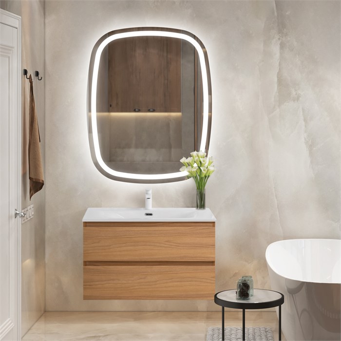 Тумба с раковиной подвесная CEZARES MOLVENO 80 Noce Chiaro, раковина белая CZR-8099-80/50 190710