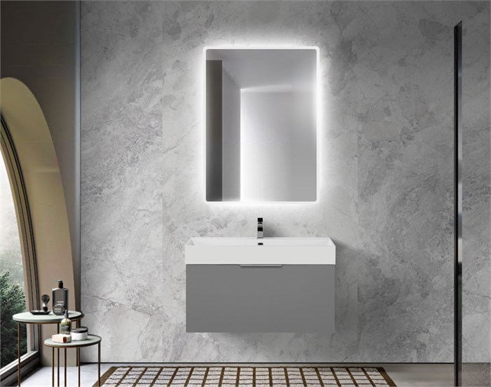 Тумба с раковиной подвесная выдвижными ящиком и внутренним ящиком CEZARES PREMIUM 90 Grigio nuvola, раковина белая 190658