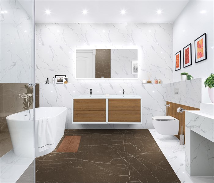 Тумба с раковиной подвесная на две чаши CEZARES BELLAGIO 140 Rovere Tabacco 190523