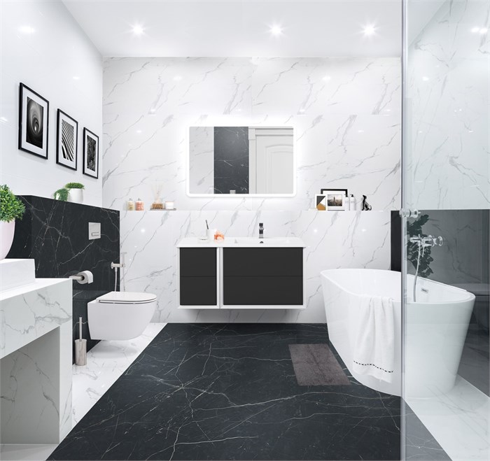 Тумба с раковиной подвесная CEZARES BELLAGIO 106 Grafite, правосторонняя 190516