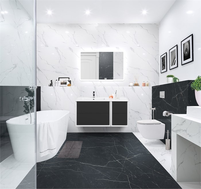 Тумба с раковиной подвесная CEZARES BELLAGIO 106 Grafite, левостороняя 190509