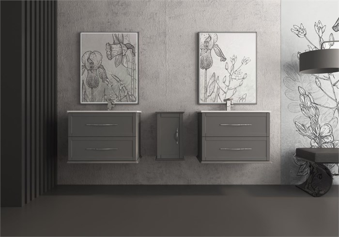 Тумба с раковиной подвесная CEZARES TIFFANY 75 Grigio Nuvola, раковина белая 190463