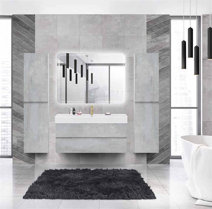 Тумба с раковиной подвесная CEZARES MOLVENO 46 120 Beton, раковина белая 190421