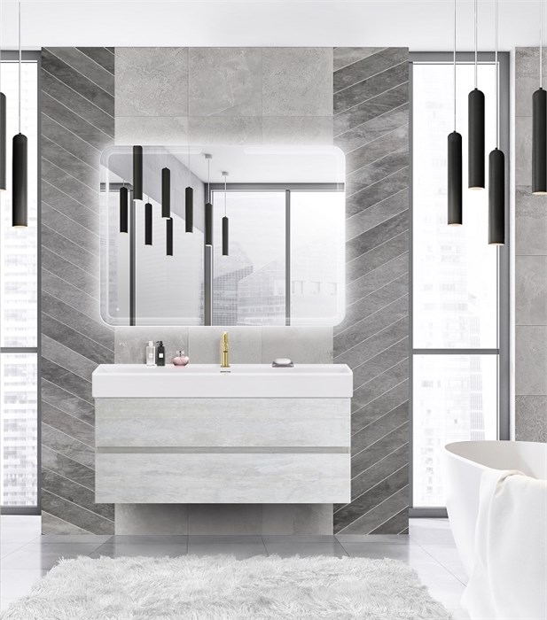 Тумба с раковиной подвесная CEZARES MOLVENO 46 120 Legno Bianco, раковина белая 190415