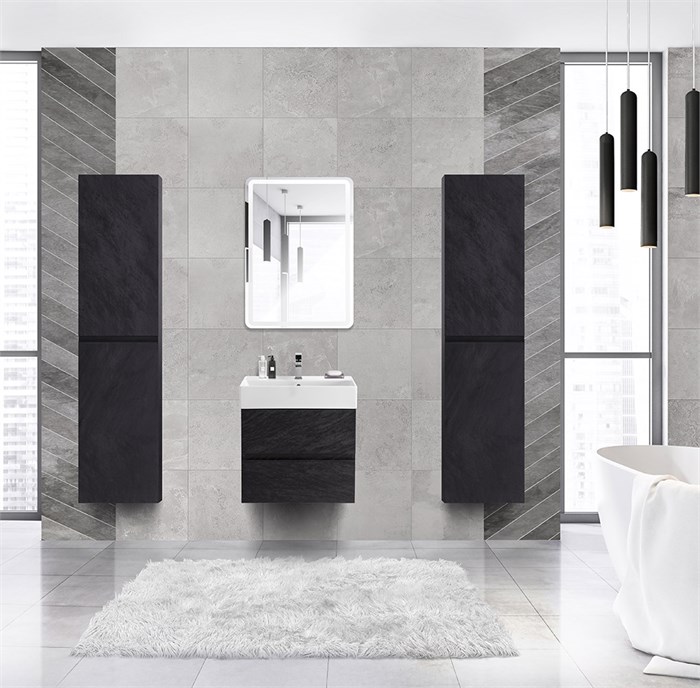 Тумба с раковиной подвесная CEZARES MOLVENO 46 60 Nero, раковина белая 190406