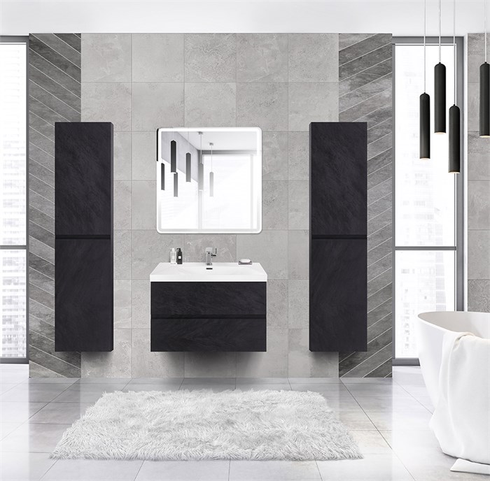 Тумба с раковиной подвесная CEZARES MOLVENO 46 80 Nero, раковина белая 190405