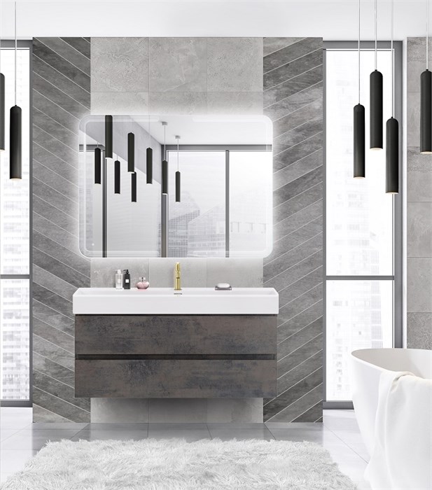 Тумба с раковиной подвесная CEZARES MOLVENO 46 120 Ossido, раковина белая 190401