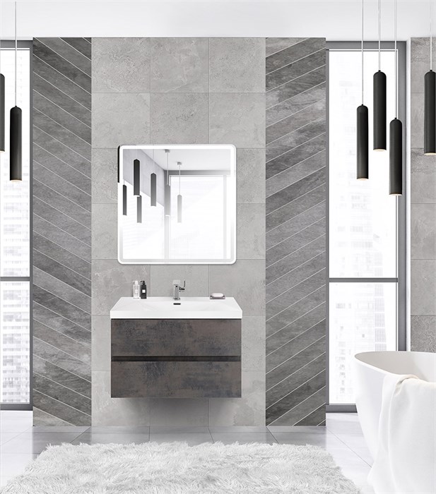 Тумба с раковиной подвесная CEZARES MOLVENO 46 80 Ossido, раковина белая 190400