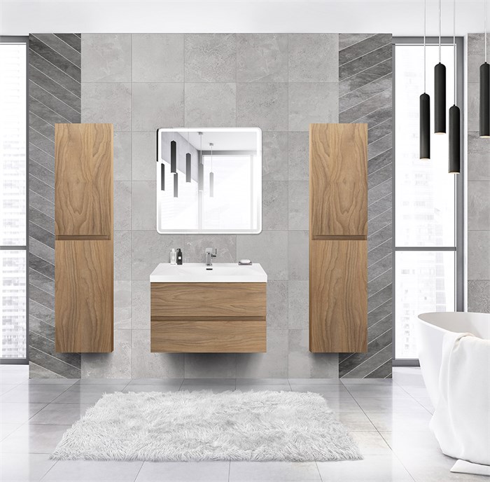 Тумба с раковиной подвесная CEZARES MOLVENO 46 80 Noce Chiaro, раковина белая 190375