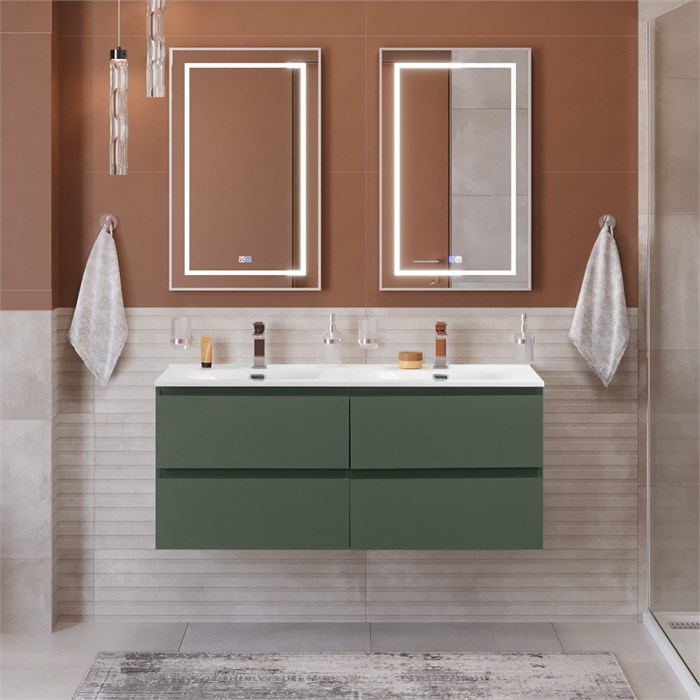 Тумба с четырьмя ящиками и раковиной на две чаши подвесная BelBagno KRAFT 120 Еловый Матовый, раковина BB-8099-120-2 206228