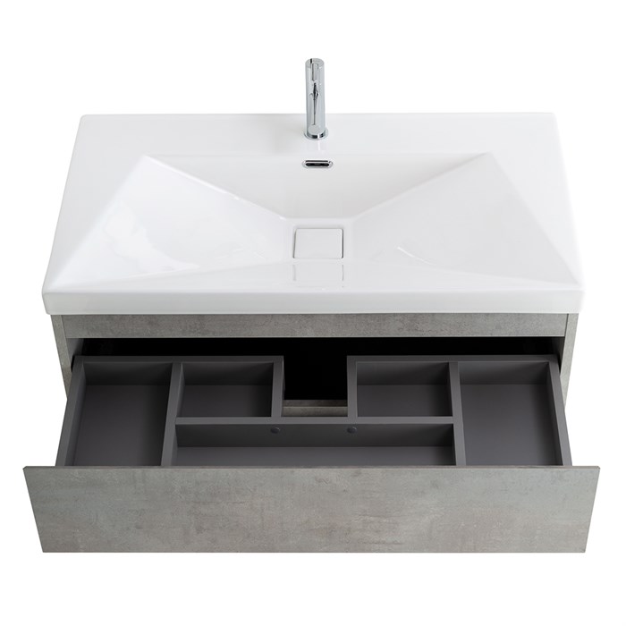 Тумба с раковиной подвесная CEZARES MOLVENO 90 Beton, раковина белая 205923