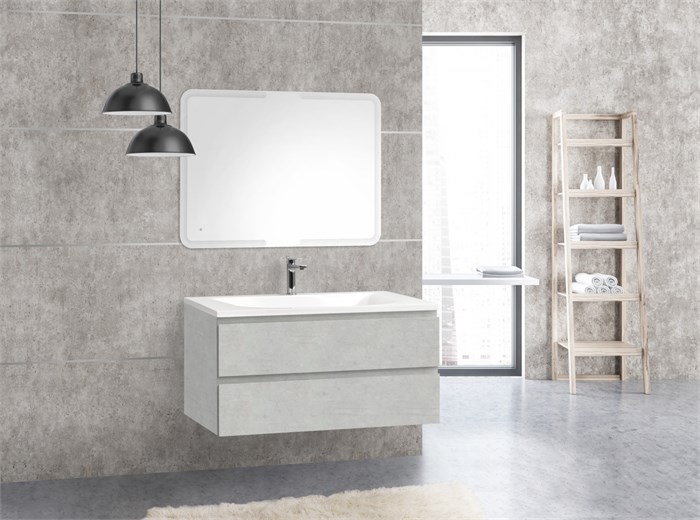 Тумба с раковиной подвесная CEZARES MOLVENO 100 Beton, раковина белая 205922