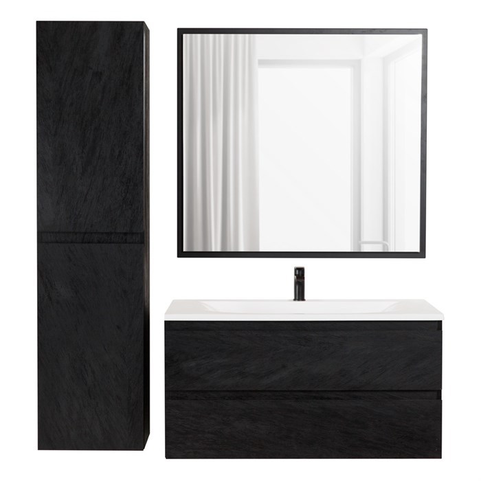 Тумба с раковиной подвесная CEZARES MOLVENO 100 Nero, раковина белая 205492