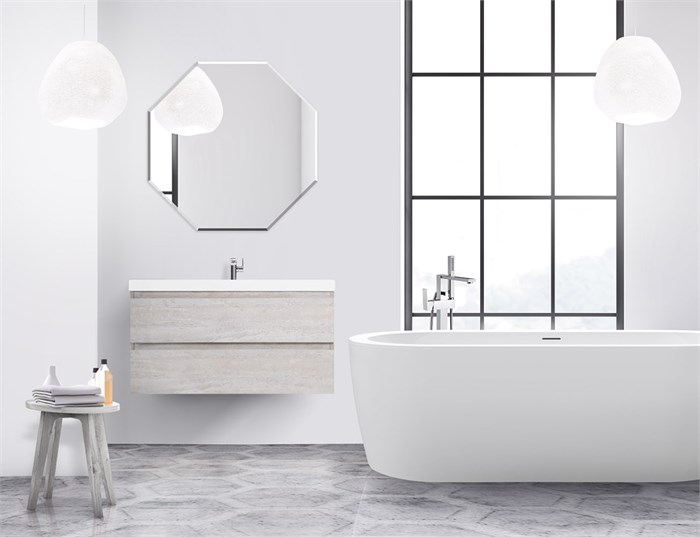 Тумба с раковиной подвесная CEZARES MOLVENO 100 Legno Bianco, раковина белая 205490