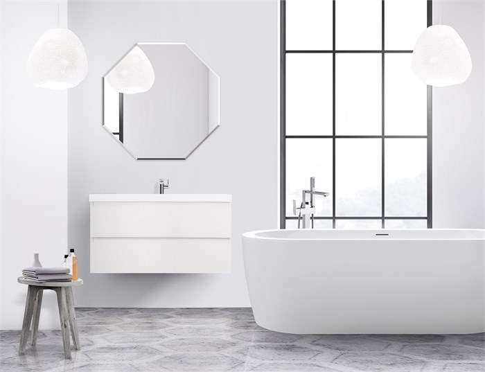 Тумба с раковиной подвесная CEZARES MOLVENO 100 Bianco Ghiaccio, раковина белая 205489