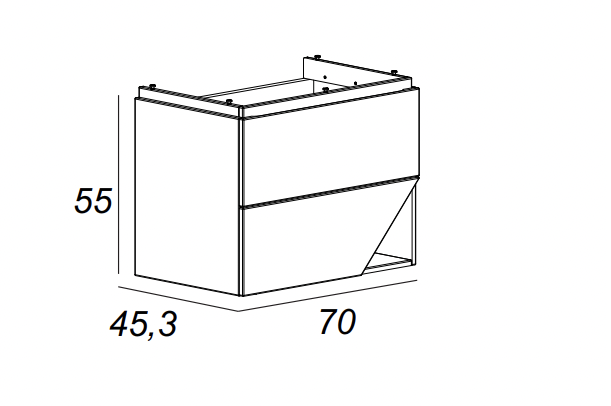 Тумба с раковиной подвесная CEZARES Collection 1973 70 Blu Petrolio 205476