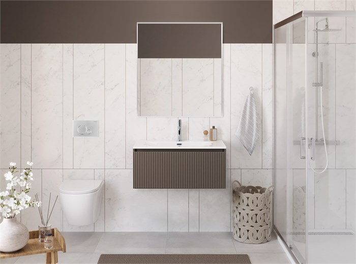 Тумба с раковиной подвесная с одним ящиком BelBagno UNO 80 Бежевый матовый, раковина BB-8099-80 204178