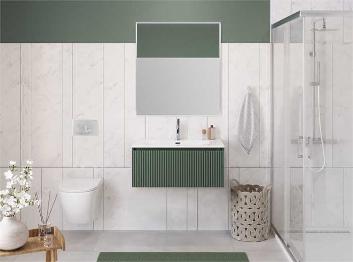 Тумба с раковиной подвесная с одним ящиком BelBagno UNO 80 Еловый Матовый, раковина BB-8099-80 204172