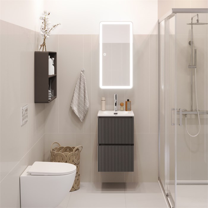 Тумба с раковиной подвесная BelBagno UNO-MINI 40 Темно-Серый Матовый, раковина BB-8099-3-40 204165