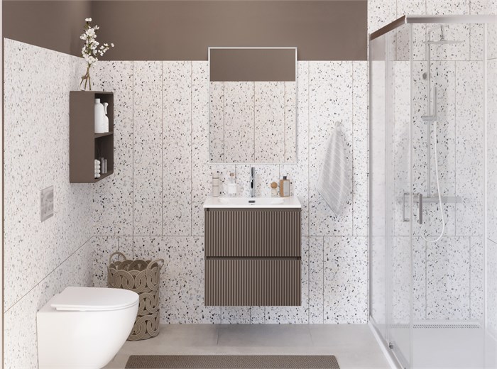 Тумба с раковиной подвесная BelBagno UNO-MINI 70 Бежевый матовый, раковина BB-8099-3-70 204120