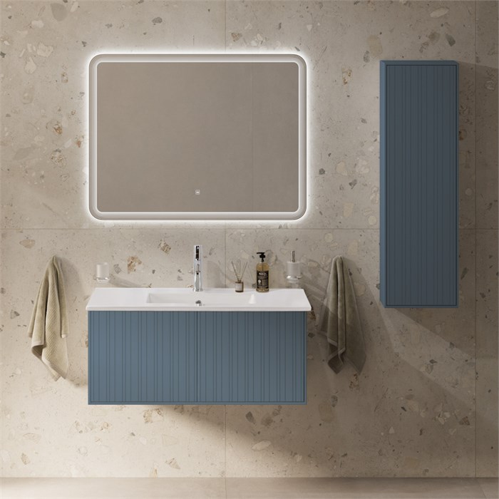 Тумба с раковиной подвесная с выдвижными ящиками CEZARES PORTOFINO 100 Blu Avio, раковина белая CZR-8002-100 203945