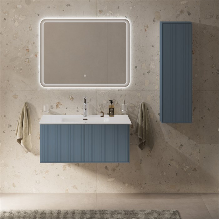 Тумба с раковиной подвесная с выдвижными ящиками CEZARES PORTOFINO 100 Blu Avio, раковина белая 50200 203944