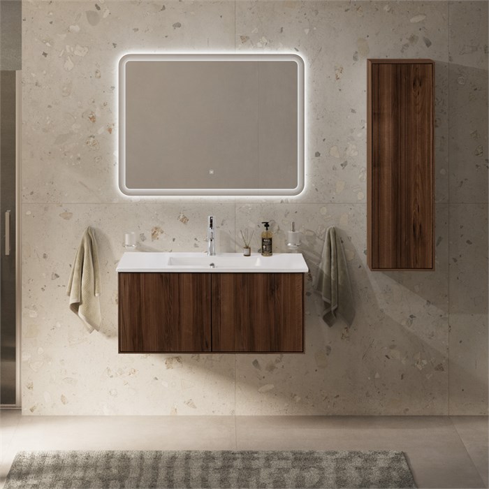 Тумба с раковиной подвесная с выдвижными ящиками CEZARES PORTOFINO 100 Noce, раковина белая CZR-8002-100 203943