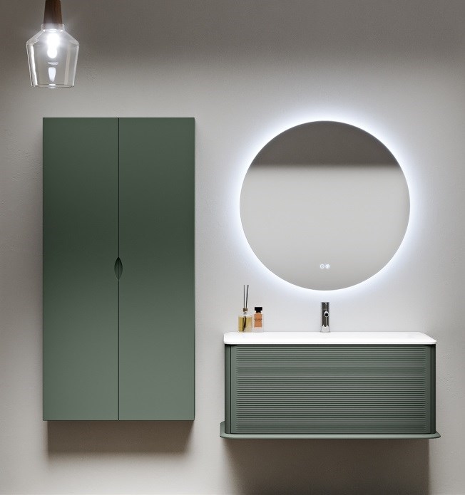 Тумба с раковиной подвесная CEZARES IDRA 98 Verde opaco, раковина белая 50264 203642