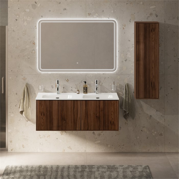 Тумба с раковиной подвесная с выдвижными ящиками CEZARES PORTOFINO 120 Noce, раковина белая 50135 203543