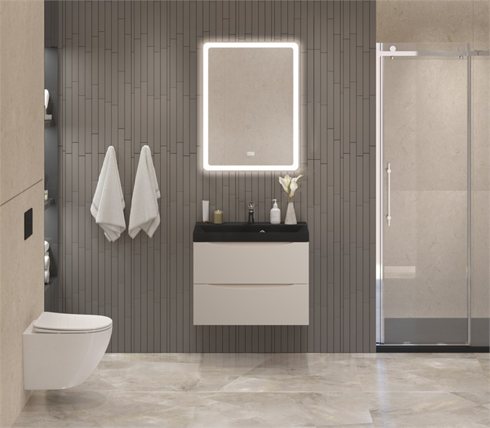 Тумба с раковиной подвесная BelBagno MARINO 70 Crema Opaco, раковина чёрная BB700/450-LV-ART-AST-NERO 203033