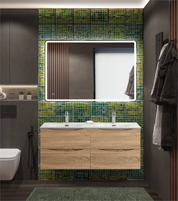 Тумба с раковиной подвесная с четырьмя ящиками BelBagno MARINO-CER-N 120 Rovere Bianco, раковина белая 203021