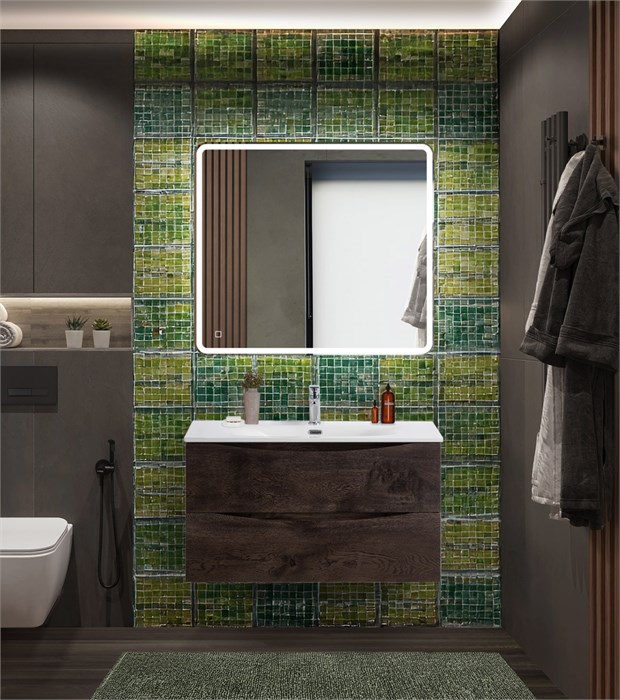 Тумба с раковиной подвесная BelBagno MARINO-CER-N 90 Rovere Nature Grigio, раковина белая 203011