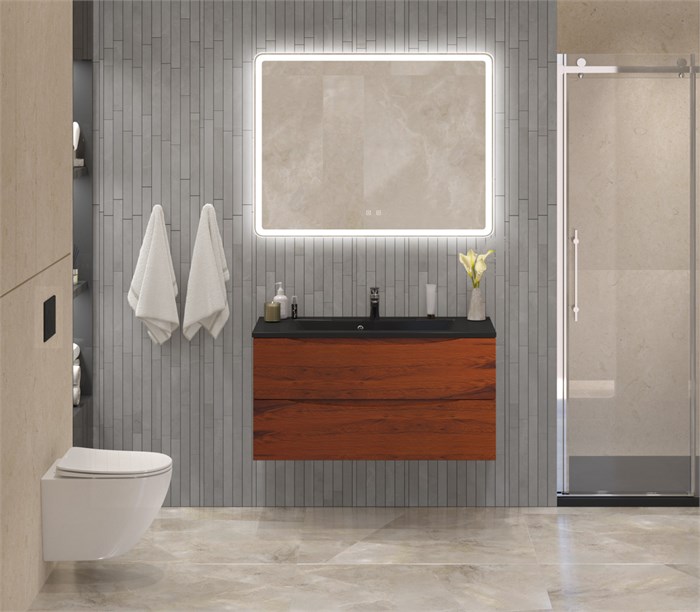 Тумба с раковиной подвесная BelBagno MARINO 100 Rovere Cillegio, раковина чёрная BB1000/445-LV-ART-PR-NERO 202840