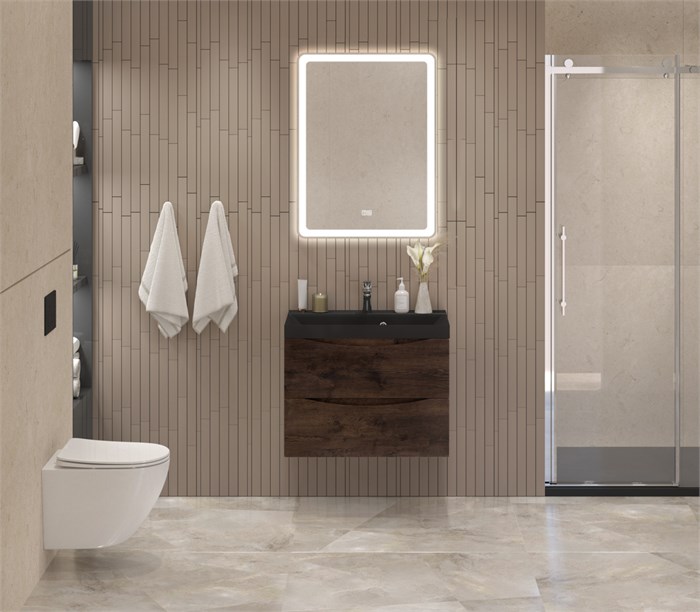 Тумба с раковиной подвесная BelBagno MARINO 70 Rovere Moro, раковина чёрная BB700/450-LV-ART-AST-NERO 202833